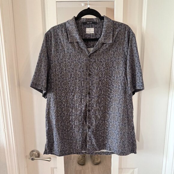 Ksubi Button Up Short Sleeve Shirt Size Large Color Grey - Picture 1 of 4